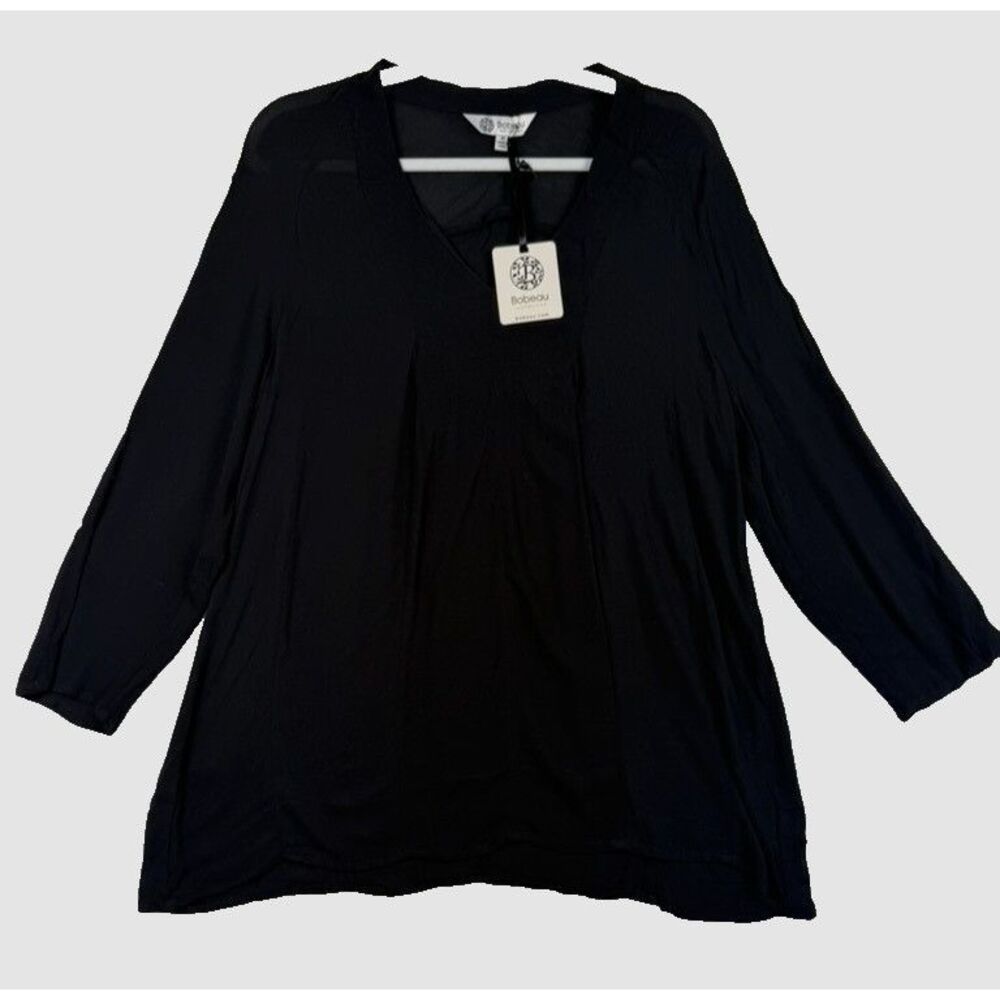 NWT Bobeau Collection Blouse Womens Medium Sheer V‎ Neck 3/4 Sleeve Lightweight